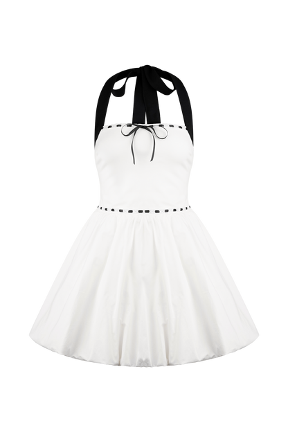 Queenie Halter Bubble Mini Dress - Black/White