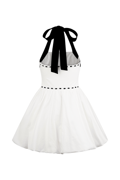 Queenie Halter Bubble Mini Dress - Black/White