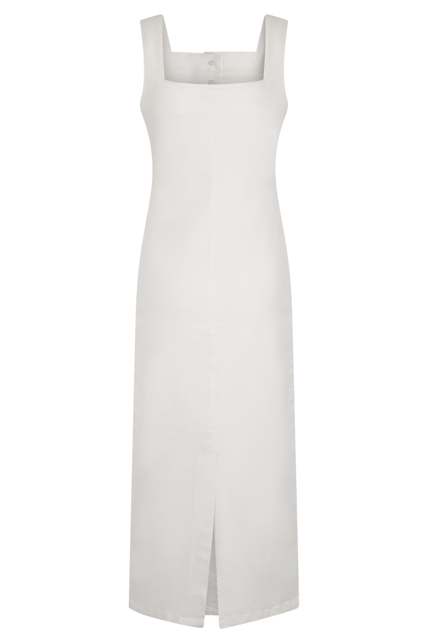 Reyna Denim Midi Elbise - Beyaz
