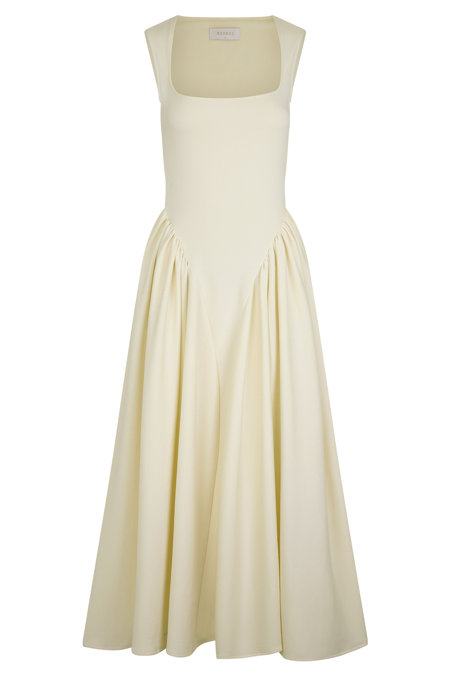 Sharon Scuba Jersey Midi Elbise - Krem