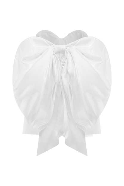 Suzette Taffeta Bow Mini Dress - White
