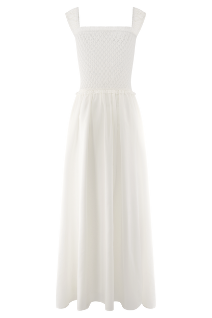 Tahlia Pointelle Knit Midi Dress - White