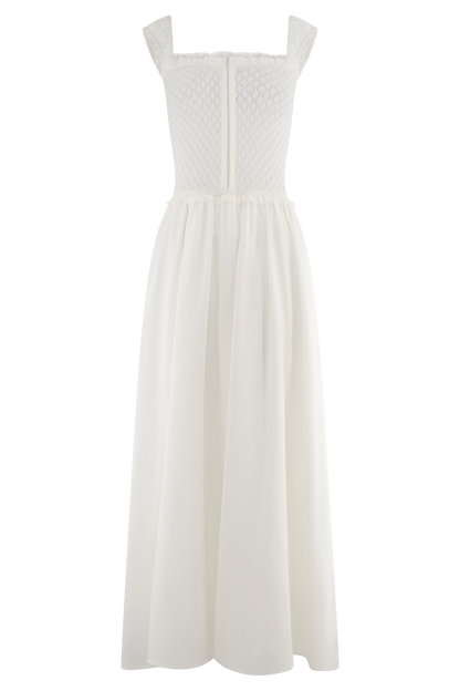 Tahlia Pointelle Knit Midi Dress - White