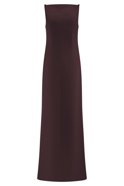 Violet Sleeveless Satin Maxi Dress - Dark Chocolate