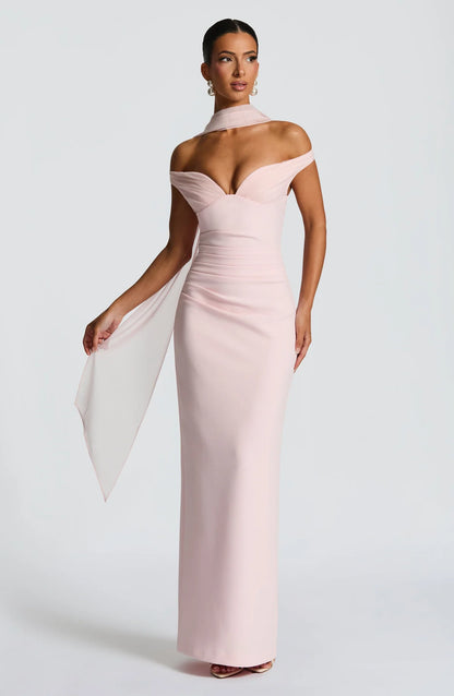 Abigail Maxi Elbise - Pudra Pembesi