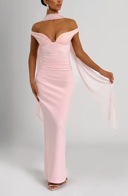Abigail Maxi Elbise - Pudra Pembesi
