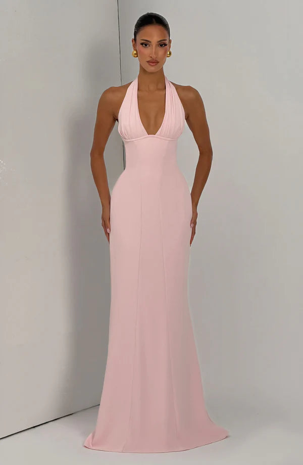 Adora Maxi Elbise - Pudra Pembesi