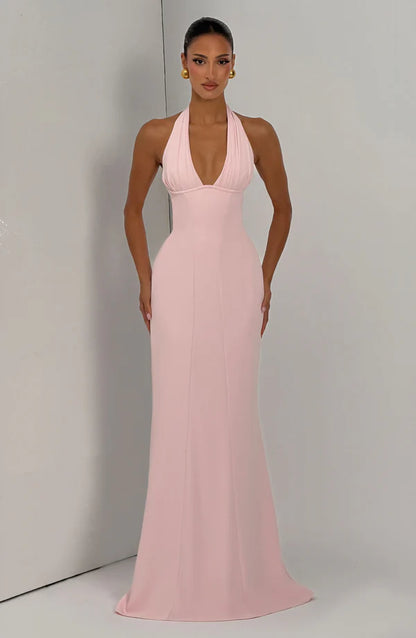 Adora Maxi Elbise - Pudra Pembesi