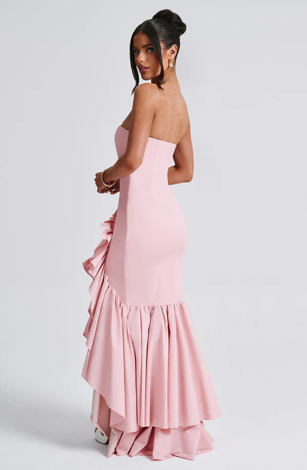 Angelina Maxi Elbise - Pudra Pembesi