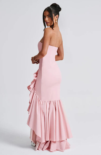 Angelina Maxi Elbise - Pudra Pembesi