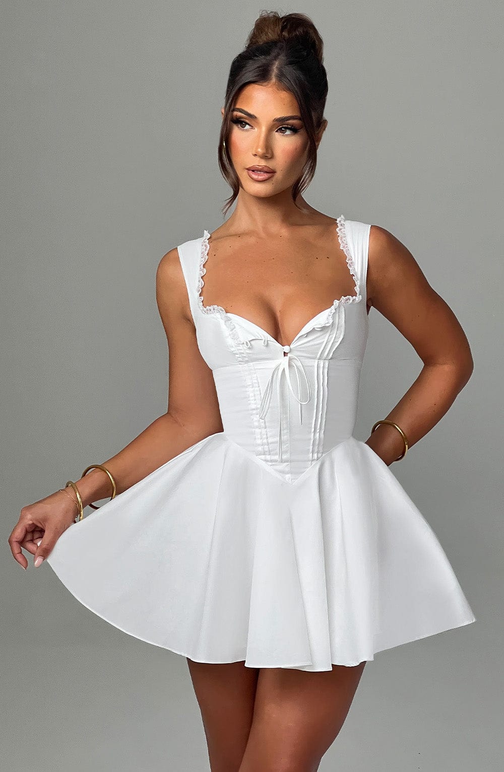 Antonella Mini Elbise - Krem