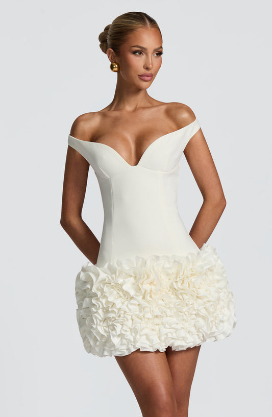 Aveta Mini Elbise- Ivory