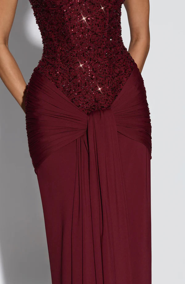 Carina Maxi Elbise - Bordo
