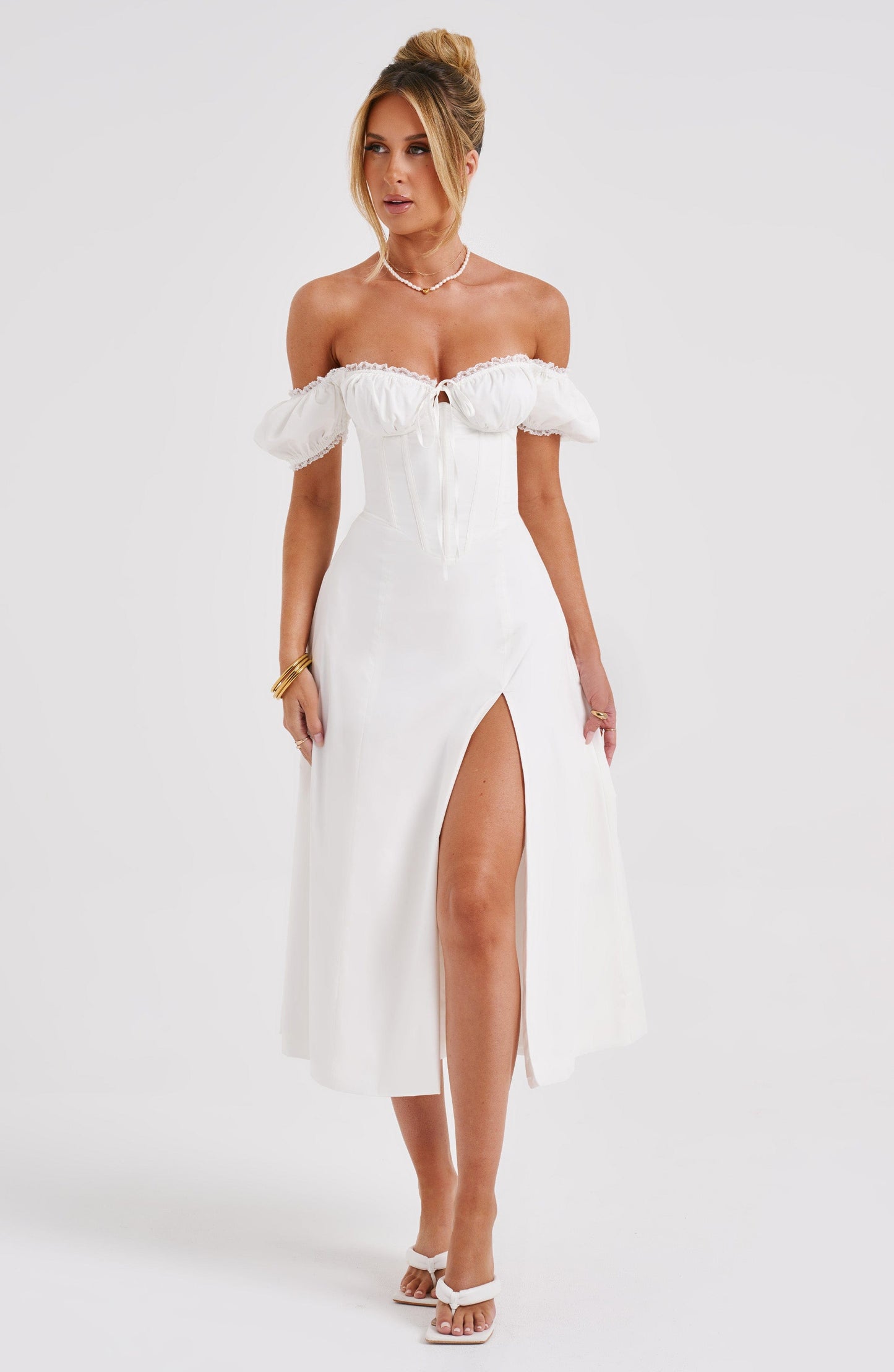 Courtney Midi Elbise - Krem