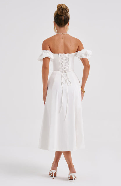 Courtney Midi Elbise - Krem
