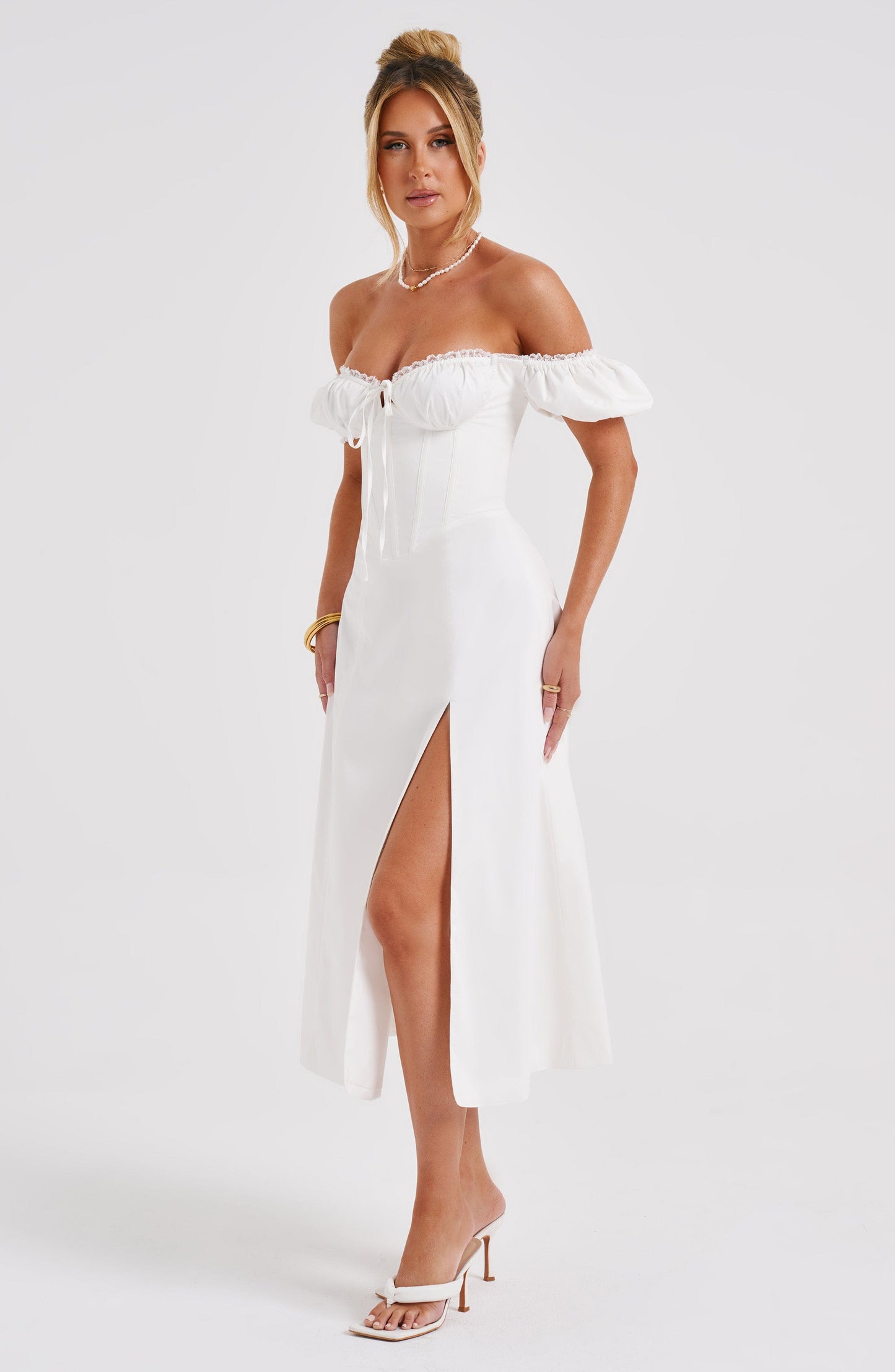 Courtney Midi Elbise - Krem