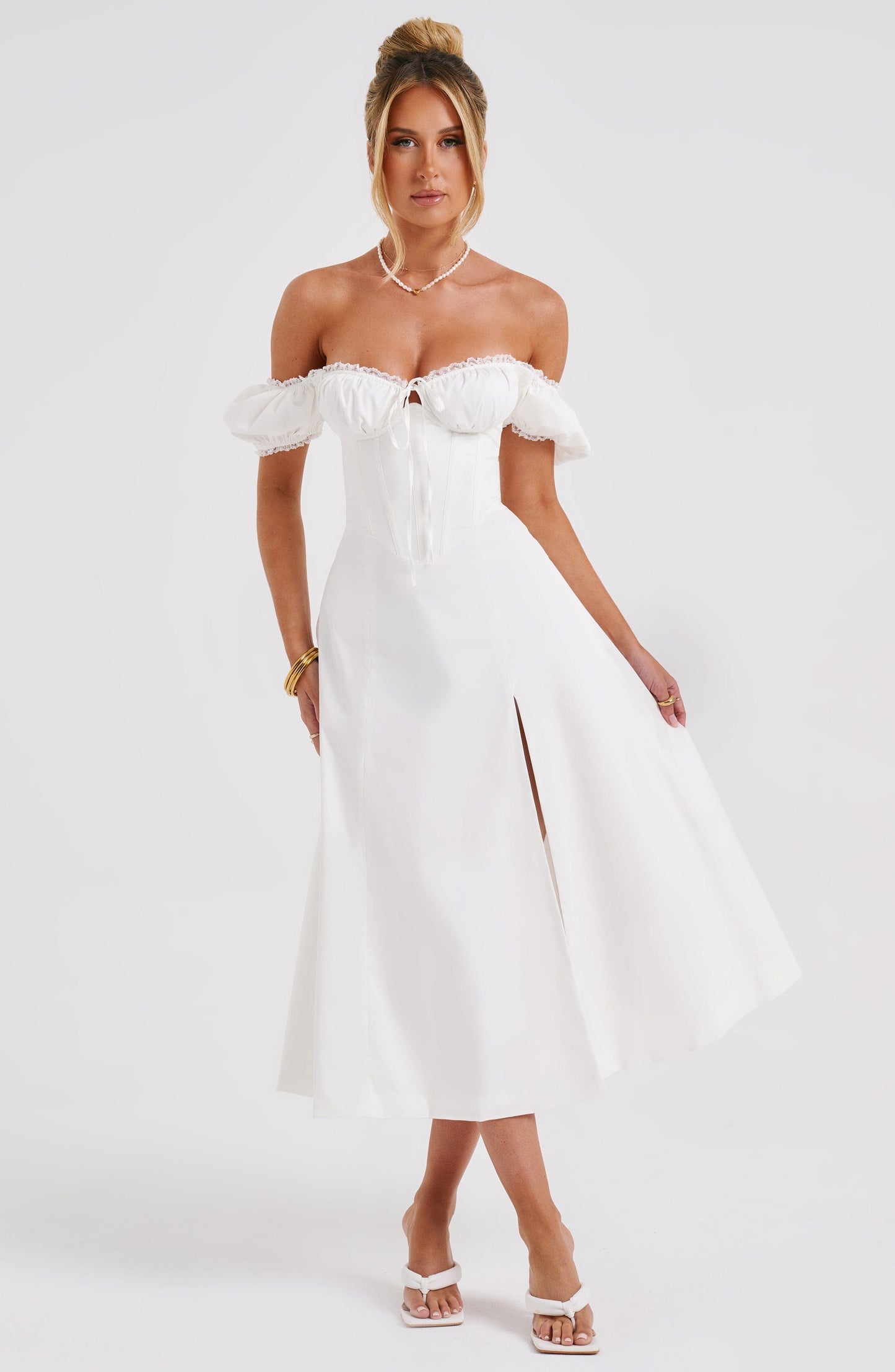 Courtney Midi Elbise - Krem