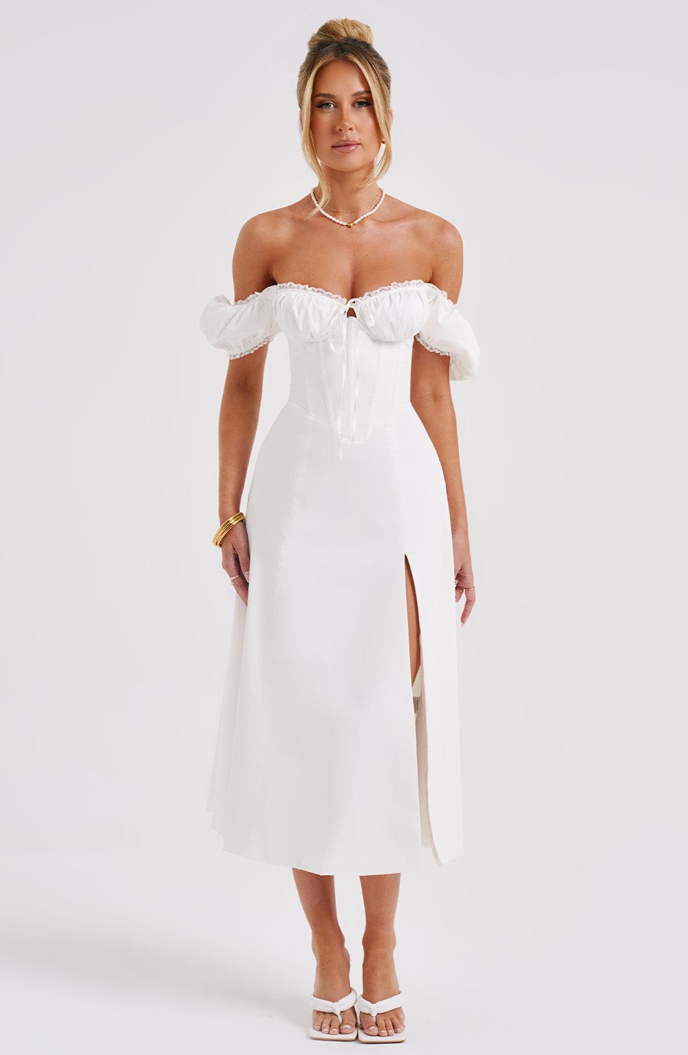 Courtney Midi Elbise - Krem