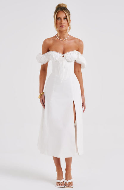 Courtney Midi Elbise - Krem