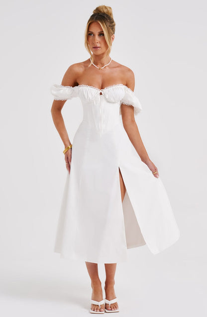 Courtney Midi Elbise - Krem