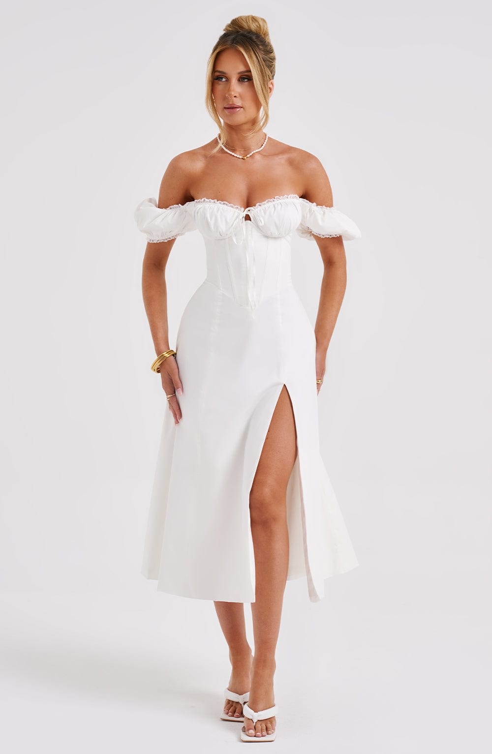 Courtney Midi Elbise - Krem