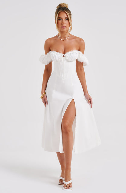 Courtney Midi Elbise - Krem