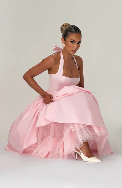 Cressida Midi Elbise - Pudra Pembesi