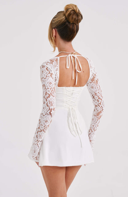 Jacinta Mini Elbise - Krem