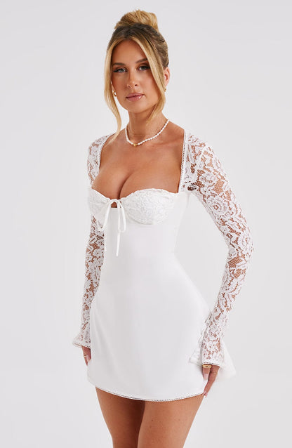 Jacinta Mini Elbise - Krem