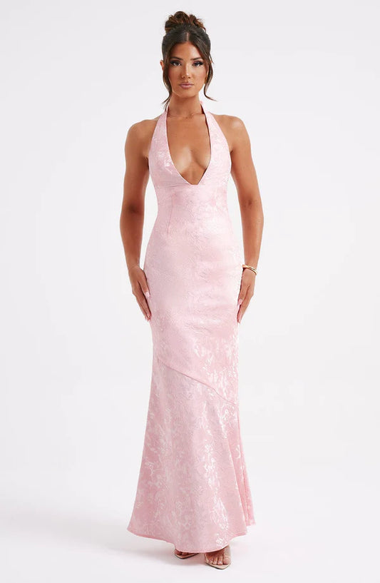 Josephine Maxi Elbise - Pudra Pembesi