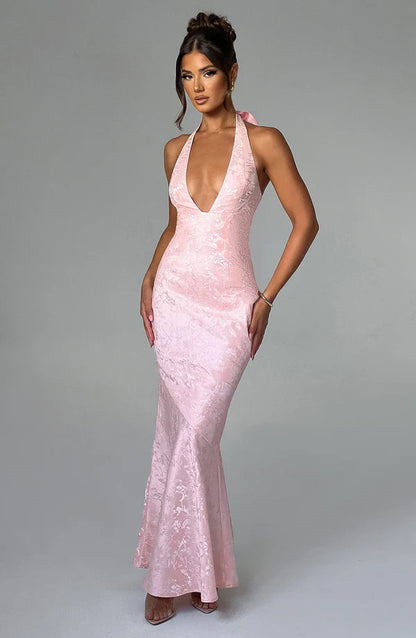 Josephine Maxi Elbise - Pudra Pembesi