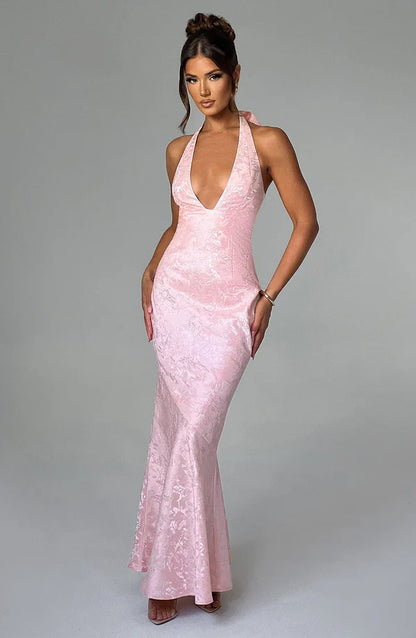 Josephine Maxi Elbise - Pudra Pembesi