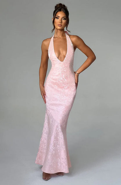 Josephine Maxi Elbise - Pudra Pembesi