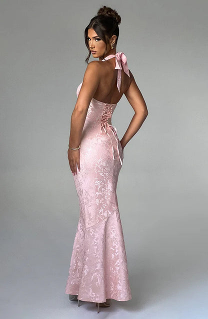 Josephine Maxi Elbise - Pudra Pembesi