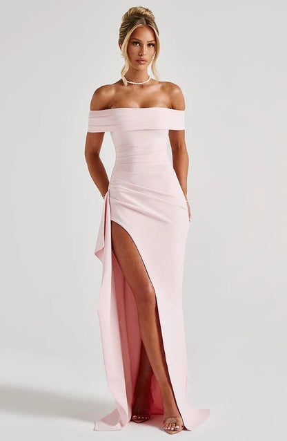 Joyce Maxi Elbise - Pudra Pembesi