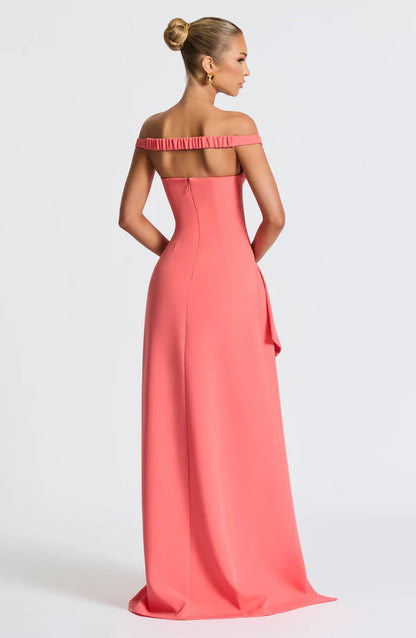 Khalesia Maxi Elbise - Mercan Pembesi