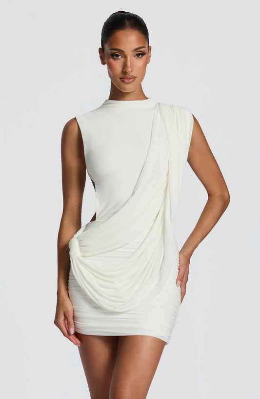 Mireya Mini Elbise - Ivory