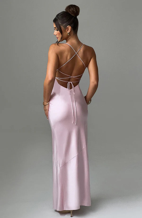 Misha Maxi Elbise - Pudra Pembesi