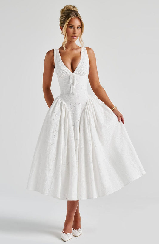 Monroe Midi Elbise - Krem