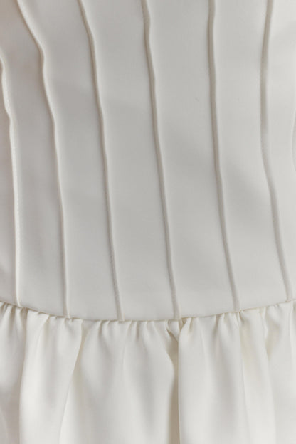 Orla Strapless Pamuk Midi Elbise - Beyaz