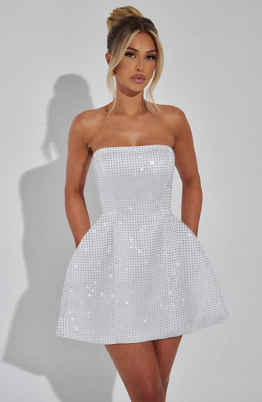 Paloma Mini Elbise - Krem