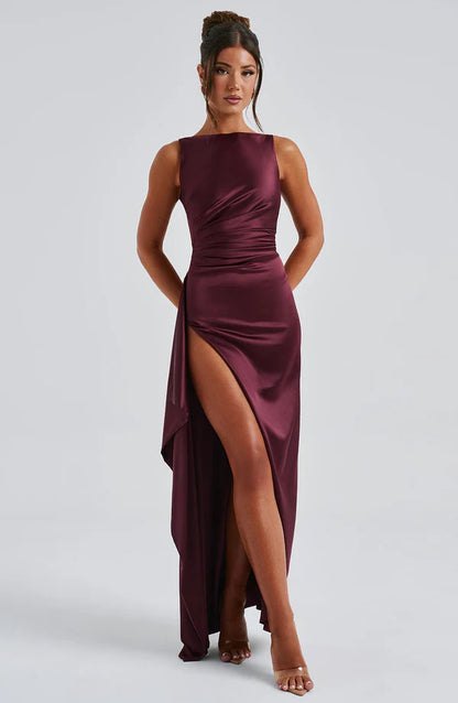 Peggy Maxi Elbise - Kiraz Rengi Lake