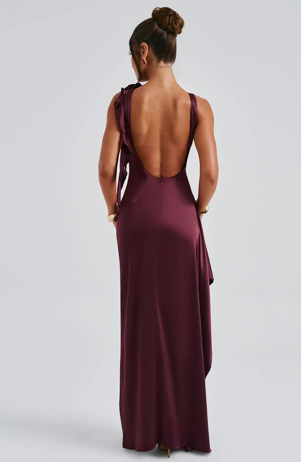 Peggy Maxi Elbise - Kiraz Rengi Lake