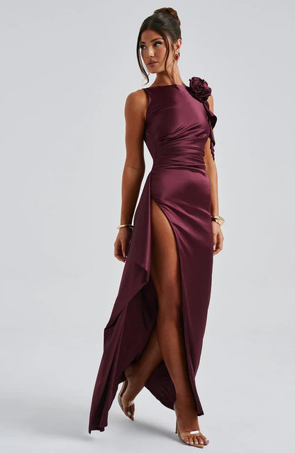 Peggy Maxi Elbise - Kiraz Rengi Lake