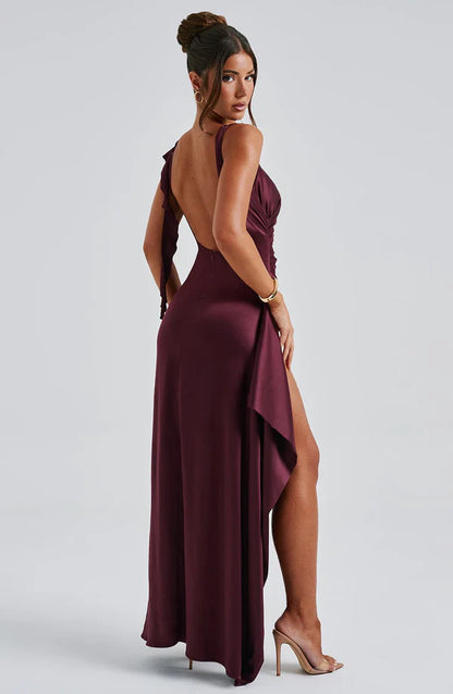 Peggy Maxi Elbise - Kiraz Rengi Lake