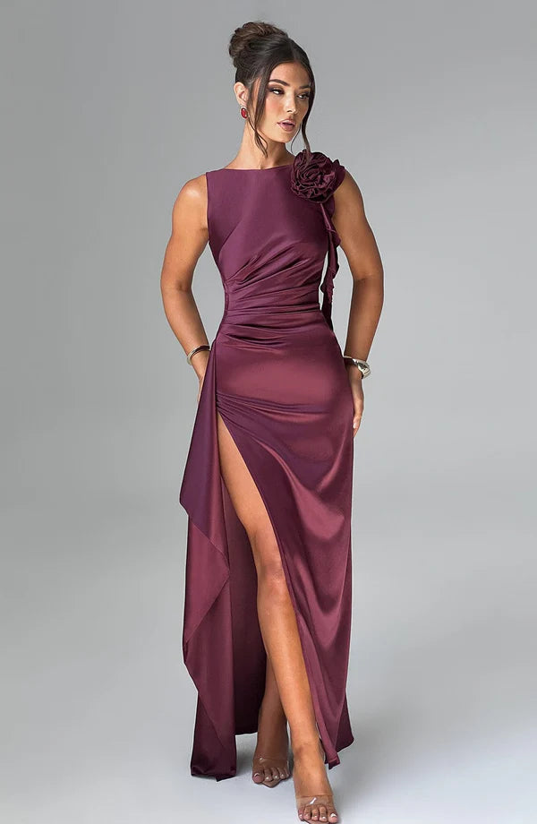 Peggy Maxi Elbise - Kiraz Rengi Lake