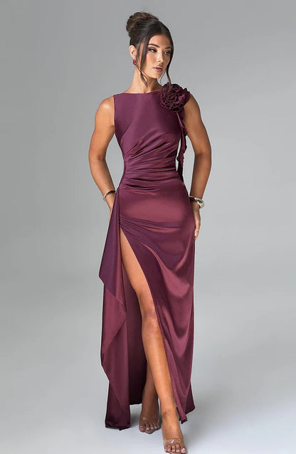 Peggy Maxi Elbise - Kiraz Rengi Lake