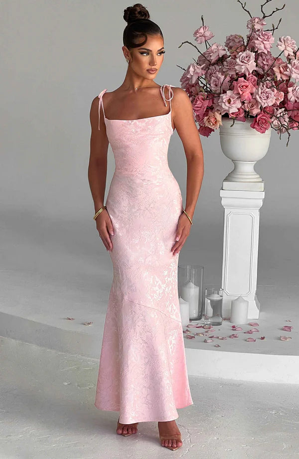 Whitney Maxi Elbise - Pudra Pembesi